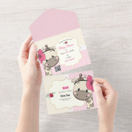 Flicka Giraffe Shower alla i en inbjudan