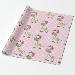 Flicka Giraffe Wrapping Papper Presentpapper