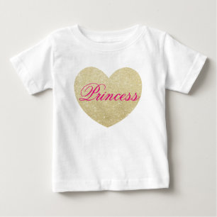 Flicka Glitter hjärtskrivare - Skriv ut gyllene Pe T-shirt
