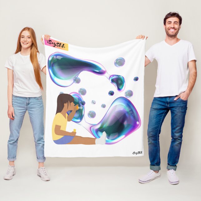 flicka gör tvålbubbla fleecefilt (På plats)