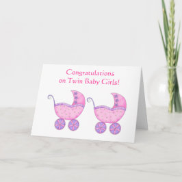 Flicka Grattis -Rosa Buggy Kort