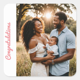 flicka grattis rosa-fotofästmärke fyrkantigt klistermärke