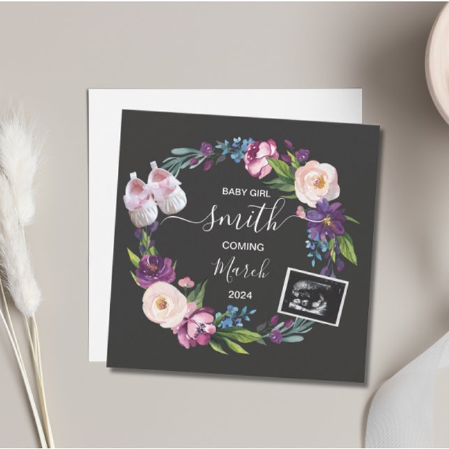 Flicka Gravid-meddelande Inbjudningar (Baby Girl Pregnancy Announcement Card)