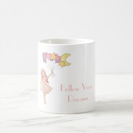Flicka Gul Violett Hjärta Stjärnor M&arin Kaffemugg