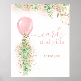 Flicka Guld Eukalyptus Ballong Kort Och Gåvor Poster