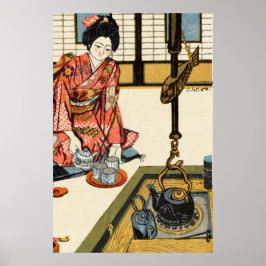 Flicka häller te Sekino Jun'ichiro 1946 Poster