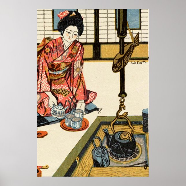 Flicka häller te Sekino Jun'ichiro 1946 Poster (Framsidan)