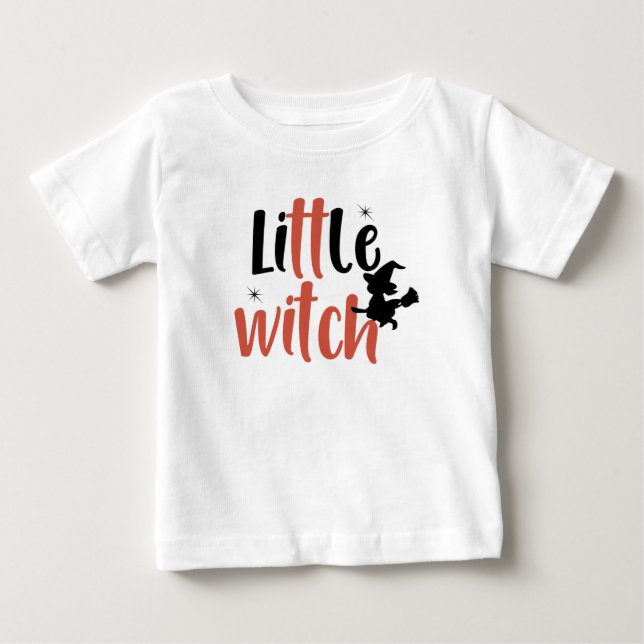 flicka halloween-skjorta, liten häxa t shirt (Framsida)
