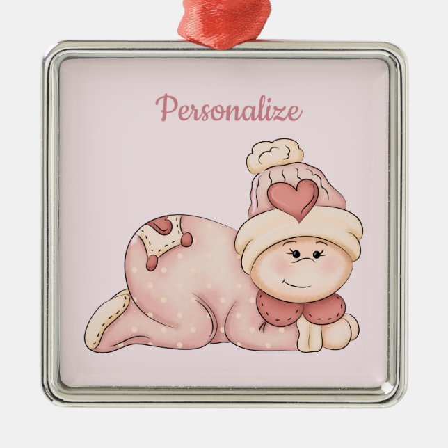 Flicka har anlänt! julgransprydnad metall (Framsidan)