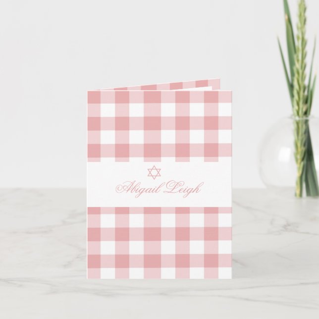 Flicka Hebrew Naming Ceremony Photo Jewish Rosa Inbjudan (Framsida)