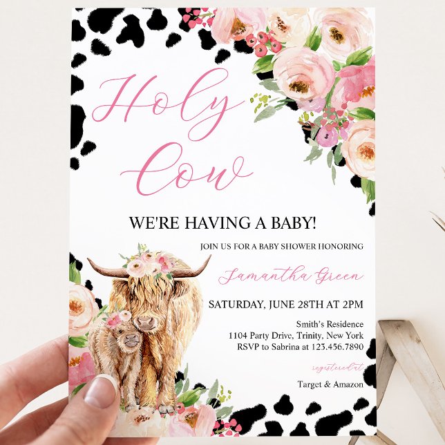 Flicka Highland Ko Baby Shower Inbjudningar (Skapare uppladdad)