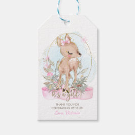 Flicka Hjort Babyfirande Förmån Presentetikett