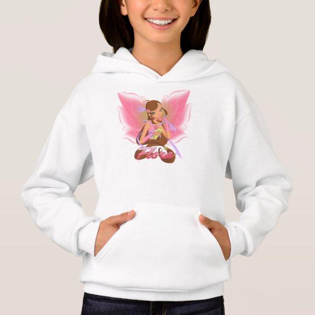 Flicka Hoodie. Rosor. Med floror Winx T-shirt (Framsida)