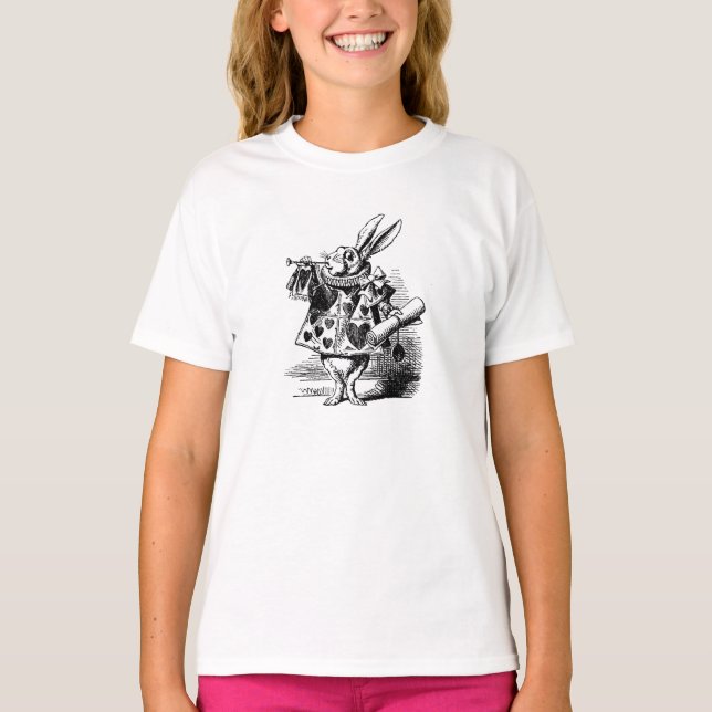 Flicka Hoodieillustration Alice i underland T Shirt (Framsida)