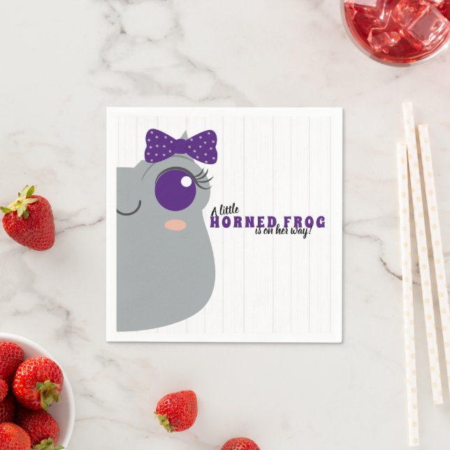 Flicka Horned Frog Lila Baby Shower Pappersservett (Insitu)