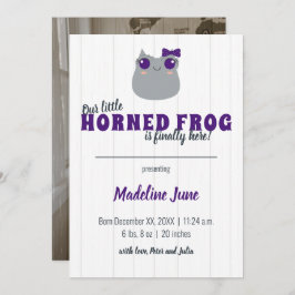 Flicka Horned Frog Lila Lodrät Baby Meddelande