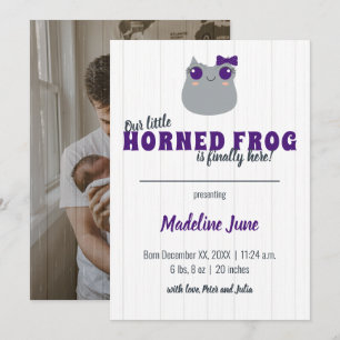 Flicka Horned Frog Lila Lodrät Baby Meddelande