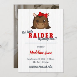 Flicka Horse Red Lodrät Birth Notice Meddelande