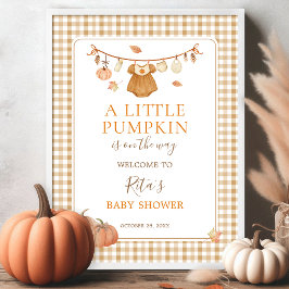Flicka Höstkläder Pumpa Baby Shower Välkommen Poster