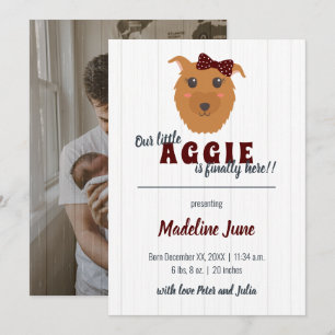 Flicka Hund Maroon Baby Meddelande