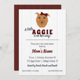 Flicka Hund Maroon Baby Shower Inbjudningar