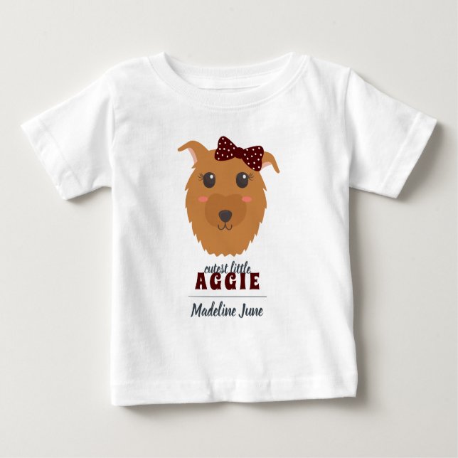 Flicka Hund Maroon T Shirt (Framsida)