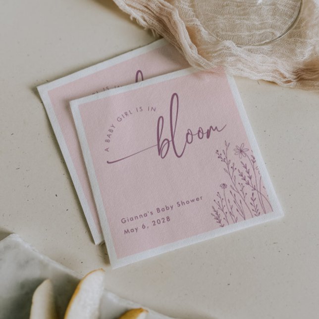 Flicka i Bloom - Dusty Rosa Baby Shower Napkin Pappersservett (Skapare uppladdad)