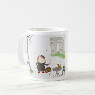 Flicka i den Paris muggen Kaffemugg