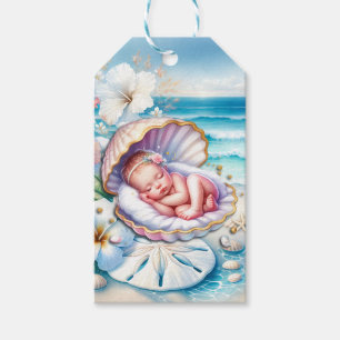 Flicka i en babystövel i Seashell Presentetikett