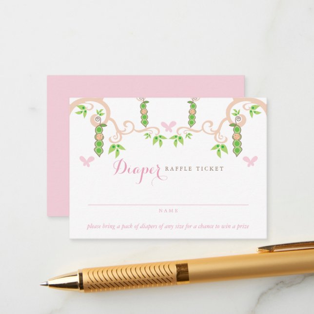 Flicka i en Pod Garden Diaper Raffle Biljett Tilläggskort (Fram/Back In Situ)