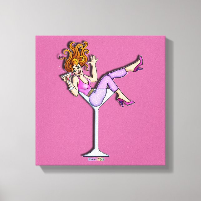FLICKA I ETT MARTINI GLAS Galleriinpackad Canvas (Framsida)