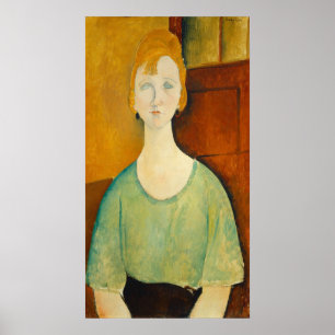 Flicka i grönt - Amedeo Modigliani Fina konstaffis Poster