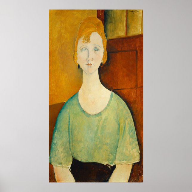 Flicka i grönt - Amedeo Modigliani Fina konstaffis Poster (Framsidan)