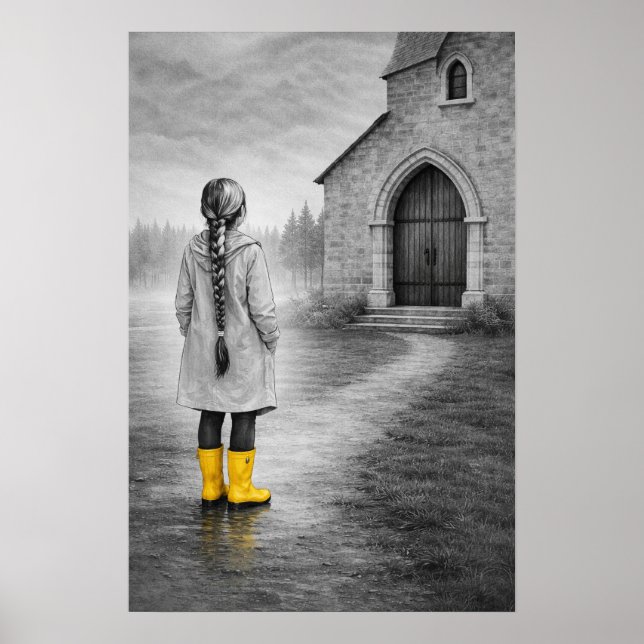 Flicka i gula stövlar poster (Framsidan)