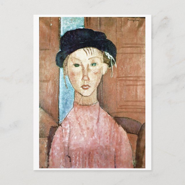 Flicka i hatt, Modigliani Vykort (Framsida)
