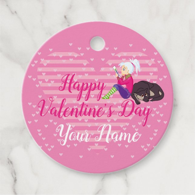 Flicka i kärlek gåvor etiketter (Framsida)