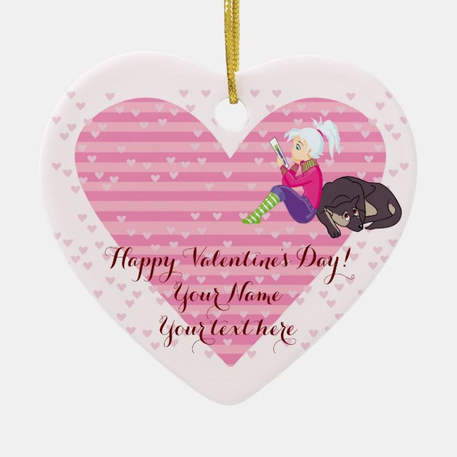 Flicka i kärlek julgransprydnad keramik (Framsidan)