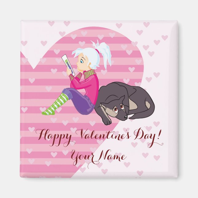 Flicka i kärlek magnet (Framsidan)