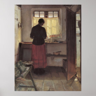 Flicka i kök av Anna Ancher Poster