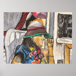 Flicka i levande hatt poster