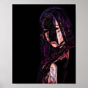 Flicka i mörkeraffisch poster