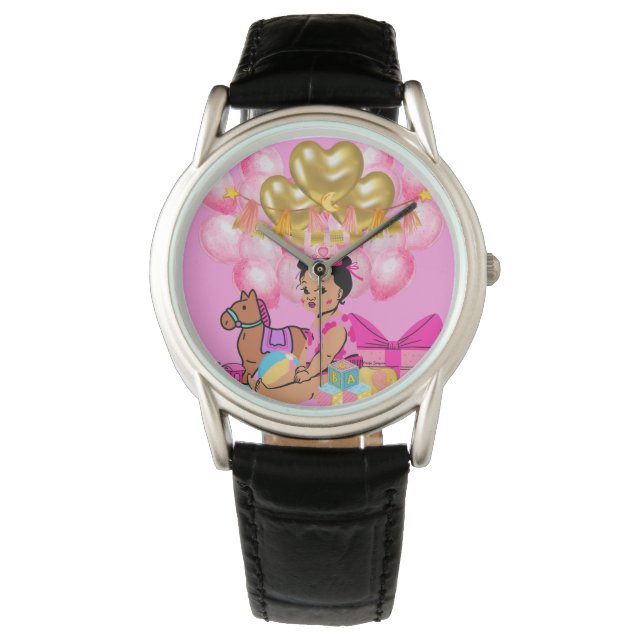 FLICKA i ROSA Armbandsur (Framsida)