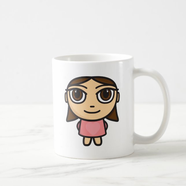 Flicka i Rosa-Brunett-Brunt ögamugg Kaffemugg (Höger)