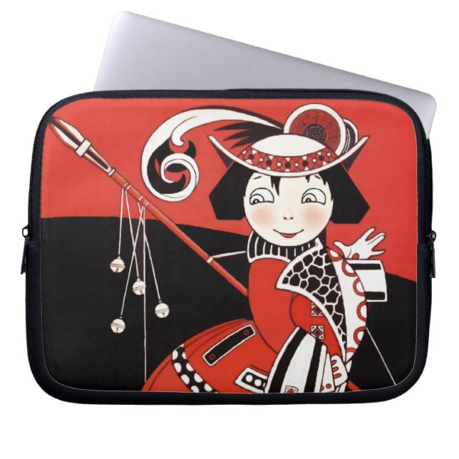 Flicka i rött laptop fodral (Framsidan)