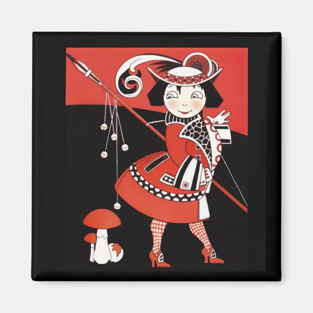 Flicka i rött magnet (Framsidan)