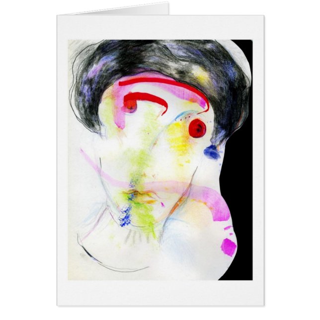 Flicka i svart basker hälsningskort (Framsidan)