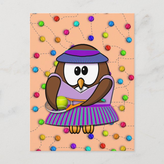 flicka i tennis-uggla vykort (Framsida)