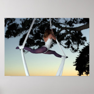 Flicka i träd inställt med flyg- silke poster