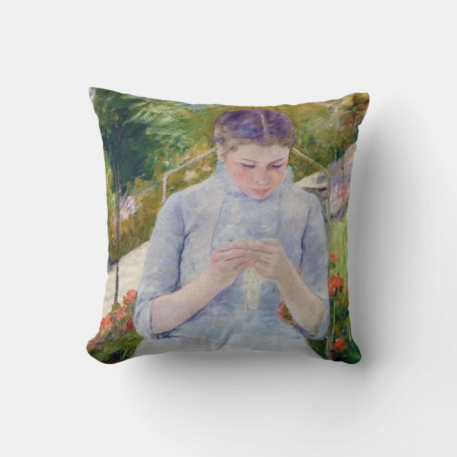 Flicka i trädgården, Mary Cassatt Kudde (Framsida)