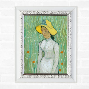 Flicka i vitt av Vincent van Gogh Fototryck